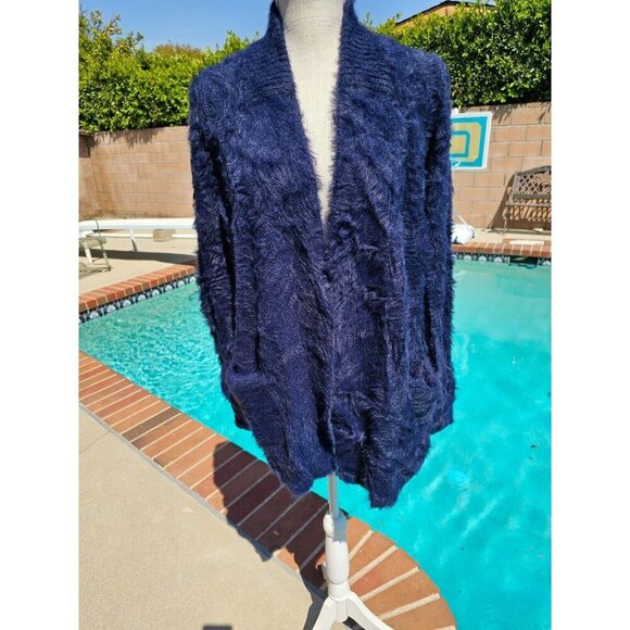 Banana Republic Size Small Women Nacy Faux Fur Long Sleeve Dual Pocket Cardigan - Picture 2 of 13